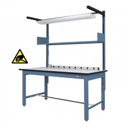 Quick Value Industrial Workbench / Work Table w/ Shelf / Light & Electrical Channel